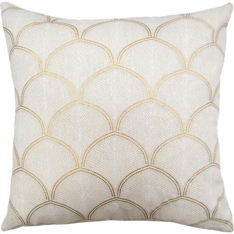 Coussin Déco Métallisé "Cristy" 45x45cm Naturel (1/5)
