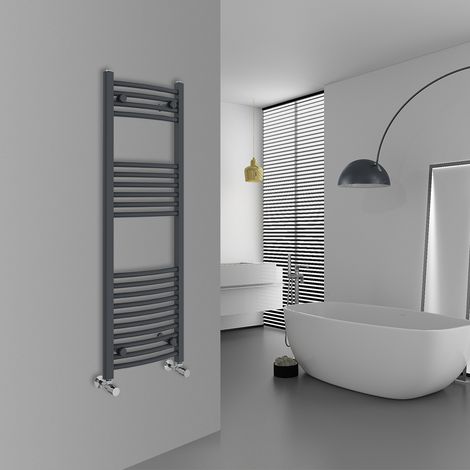 WarmeHaus Curved Anthracite Bathroom Ladder Radiator 1200x400mm (1/5)