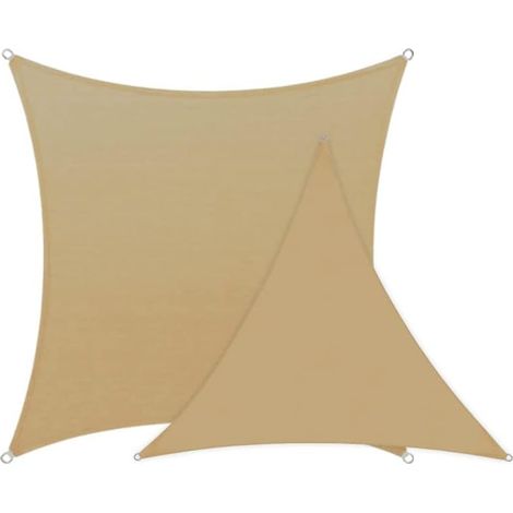 Voile d'ombrage imperméable anti-UV 98% au khaki, auvent rectangulaire pour jardin, terrasse, plage, protection solaire extérieure, store 4x4m, résistant aux intempéries. (1/4)