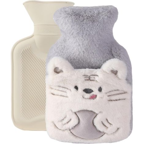 Bouillotte Eau Chaude Enfant, Adorable Bouillote Tigre avec Housse, Peluche, Douce et Moelleuse, Petite 500 ml, Sûre, Antidéflagrante et Antifuite, Amovible et Propre (1/5)