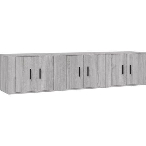Mobile TV da parete scaffale per televisione multimediale televisione buffet sala da pranzo soggiorno camera da letto 3 pezzi sonoma 57 x 34,5 x 40 cm grigio 020029050