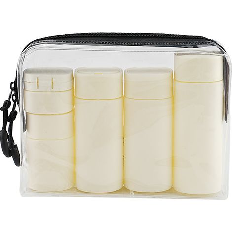 Set de 5 bouteilles de distributeur de voyage bouteille de voyage ensemble de récipient d'articles de toilette (blanc cassé) (1/5)