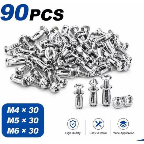 90 Pièces Écrous à Lamelles Tchèques M4 M5 M6 avec Goupilles de Fixation Fines et Vis, Kit d'Assemblage pour Bricolage et Réparations Mécaniques (1/5)
