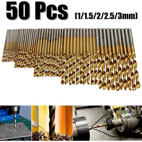 1/1.5/2/2.5/3mm HSS Titanium Coated Foret Set HSS Foret Haute Qualité Outils Électriques 50 Pièces (1/5)
