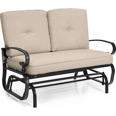 2 Seater Outdoor Glider Bench Swing Glider Chair Loveseat W/Comfortable Cushions (1/5)