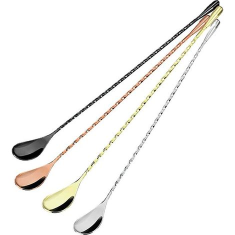 Lot de 4 cuillères à pêche en forme de goutte d'eau - Cuillère à pêche torsadée de 30 cm - coloris naturel, or rose, or et noir canon de fusil (1/5)