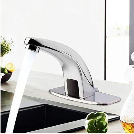 Robinet Automatique Infrarouge sans Contact Robinetterie lave main de Lavabo de Cuisine et Salle de Bain (1/4)
