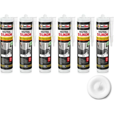 Neutralsilikon Naturstein Silikon Granit Marmor Sanitär Inn/Auß 6 x 300ml Weiss (1/5)