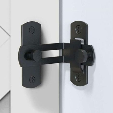 royaluxe -Verrou de porte à angle droit à 90 degrés Boucle Verrouillage de porte et fenêtre Verrouillage de porte coulissante Verrouillage de porte (Noir) (1/5)