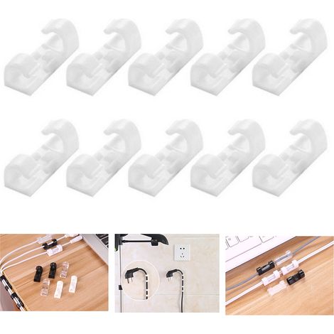 40 attaches-fils autocollants pour câbles, clips de rangement pour gestion des fils dans voiture, bureau et maison (1/5)