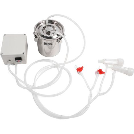 Machine à traire électrique 3L mains libres avec seau en acier inoxydable, gobelet en silicone et tube, portable, à impulsion, prise UE 100-240V (1/5)