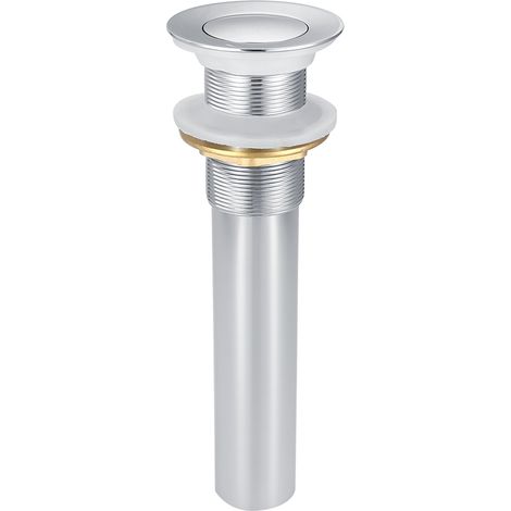 Ensemble de vidange pop-up pour lavabo de salle de bain en laiton G1-1/4", sans trop-plein (chrome argenté) (1/5)