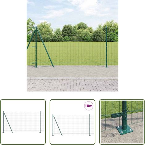 vidaXL Stahl- und PVC-Zaun - Zaun mit Pfosten Grün 1,2 x 10 m Stahl und PVC (1/5)