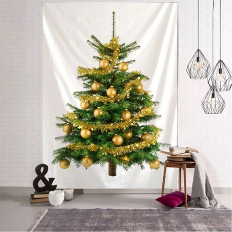 150 x 100cm Tapisserie de sapin de Nol - Tapisserie Murale Tissu Vintage Décoration d'arbre Nol Tapisserie Tissu,Gris clair