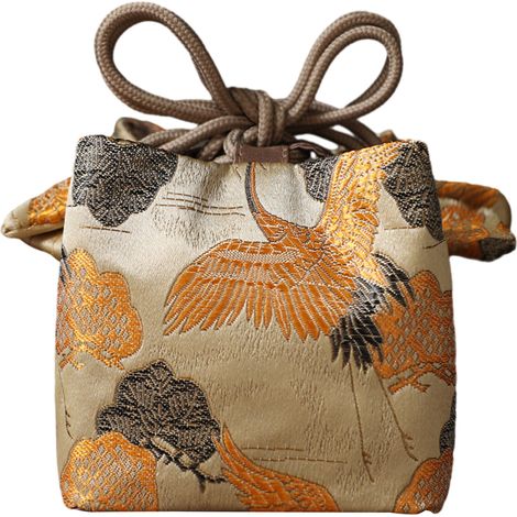 Sac de Rangement pour Théière - Tissu Satiné - Fermeture à Cordon - Pour Service à Thé Kung Fu - Voyage et Extérieur - 1 Pièce (1/5)