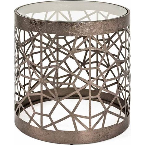 Table d'Appoint Ronde en Verre "Nila" 50cm Bronze