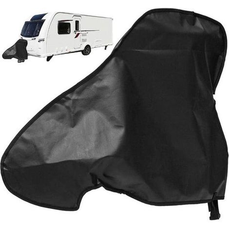 Housse de timon avec cordon de serrage - Housse pour caravane - Tissu Oxford 600D - Housse de protection universelle - 63 x 87 cm - Housse de protection - Pour camping-car et caravane - Imperméable - (1/5)