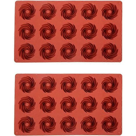 Moules à gâteaux en silicone en forme de mini spirale, 15 cavités, lot de 2