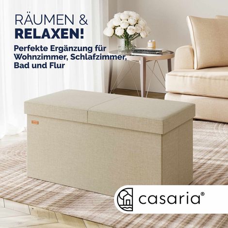 Banc beige 76x38x38cm avec couvercle à charnières