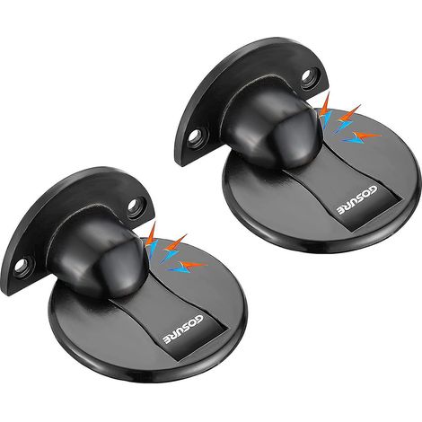 Magnetischer Türstopper zur Bodenmontage - Unsichtbarer magnetischer Türstopper, wandmontierte magnetische Türstopper zum Offenhalten der Tür (2er-Packung - schwarz)