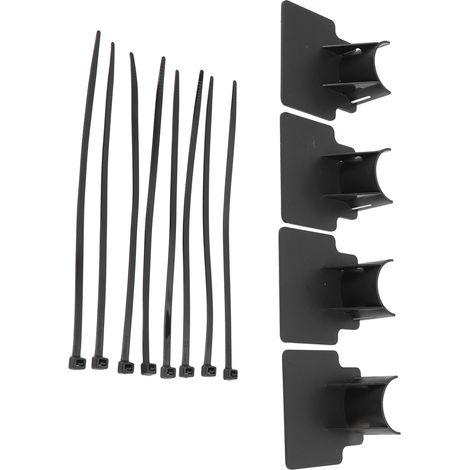 Lot de 4 supports de tuyau de piscine noirs, version économique, fixations pour flexible de piscine (1/5)