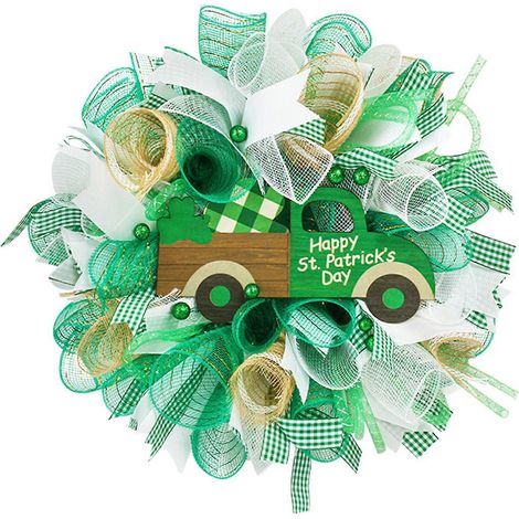Türkranz aus Netzgewebe zum St. Patrick's Day für die Dekoration im Landhausstil, drinnen und draußen