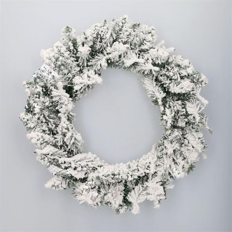 Ghirlanda natalizia "Kiak" effetto neve IP44 Ø50cm colore verde e bianco (non illuminata)