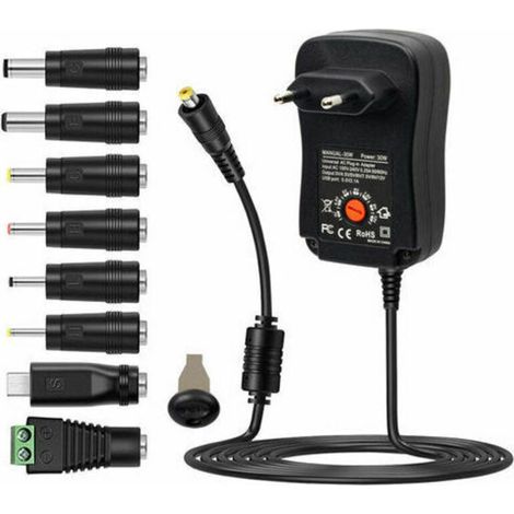 30w universel AC à DC adaptateur d'alimentation avec 5 V 2,1 a port USB plug - in AC chargeur d'alimentation 3 V à 12 V avec 8 adaptateurs DC pour l'électronique domestique (1/5)