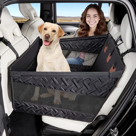 Dog Car Seat, Size for Large and Medium Dogs, Foldable, Washable, Waterproof, Reinforced with Mesh Windows, Belts Compatible with All Vehicles (1/5)