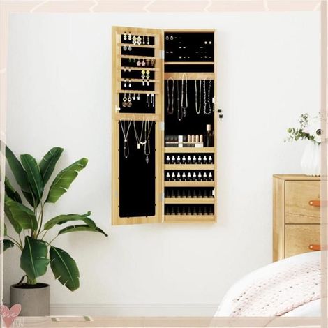 Armoire à bijoux avec miroir - VINGVO - 353216 - Miroir pleine longueur - Porte verrouillable (2 clés) - 30x8,5x106 cm (1/5)