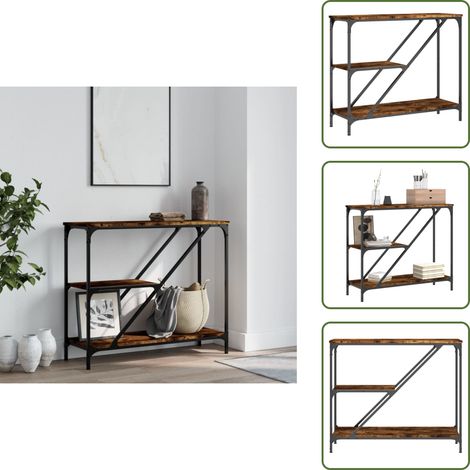 The Living Store Table console chêne fumé 88,5x30x75 cm bois d'ingénierie - Table Basse - Meuble D'entrée - Table Console - Table D'appoint - Table Design (1/5)