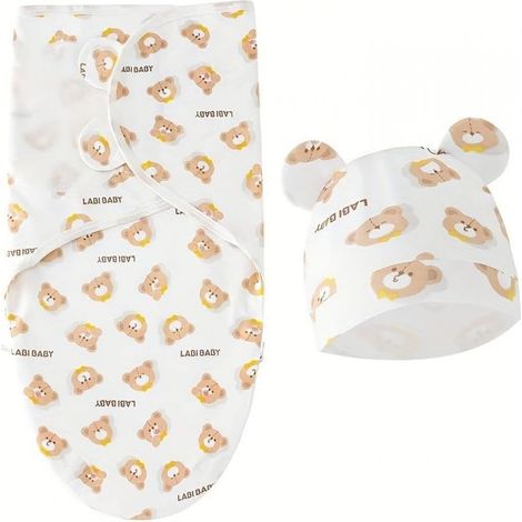 Baby-Kokon-Puckdecke und Mütze-Set – Bären-Baby-Puckdecke + Mütze - Baby-Kokon-Puckdecke und Mütze-Set – Bären-Baby-Puckdecke + Mütze (1/5)