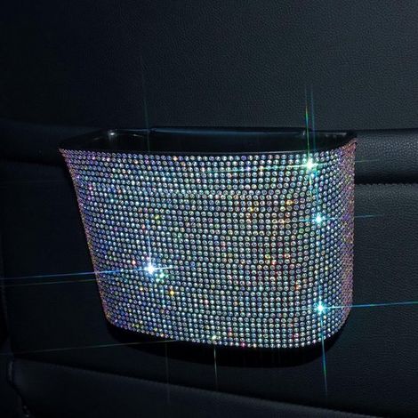 Auto-Mülleimer Hänge-Mülleimer auslaufsicherer Abfallorganizer glitzernder Fahrzeug-Mülleimer Mini-Mülleimer mit Clip für Auto Büro Küche Zuhause (1/5)