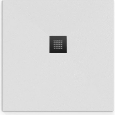 Swiss Aqua Technologies Alek 80x80cm quadratische Duschwanne mit Siphon, aus Gussmarmor, Weiss (SATALEK80QB)