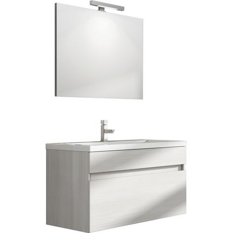 Composizione mobile bagno 90 cm PERSEO Larice Bianco (1/5)
