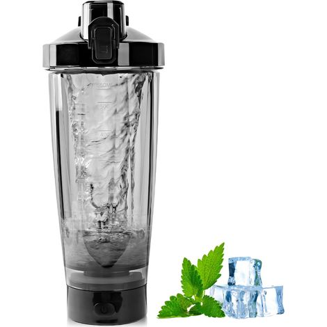 Shaker Électrique à Protéines USB - Bouteille de 600 ml pour Shakes Protéinés et Substituts de Repas (Noir) (1/5)