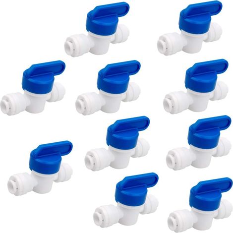 Bardusch-Raccord rapide en plastique à bille d'arrêt directe pour tuyaux, flexibles et tubes de diamètre extérieur 1/4 pouce (10 pièces par paquet) (1/4)