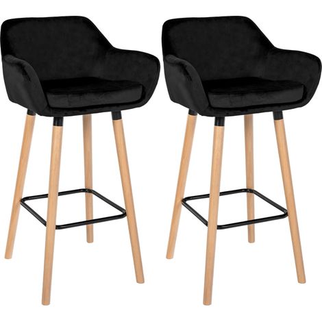2er Set Barhocker Grant Samt schwarz