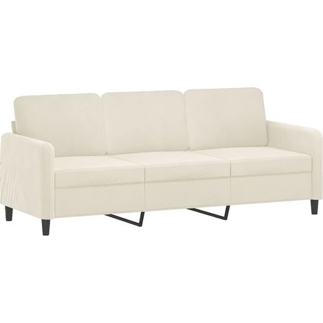 Canapé à 3 places,Sofa pour Salon,Banquette Crème 180 cm Velours CFW844203 (1/5)
