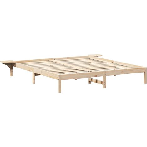 Lit double,Lit adulte,Cadre de lit avec tables de chevet Marron 200 x 200 cm Marron CFW4802361 (1/5)