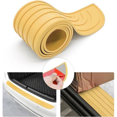 Protection Pare Choc Voiture, Protecteur Porte Coffre en Caoutchouc, Résistant Aux Rayures et Antidérapant, Convient à la Plupart des Accessoires Extérieurs de Voiture (Jaune/101x8.5CM) (1/5)
