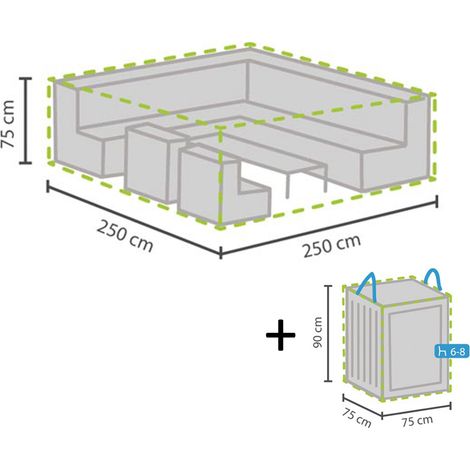 Schutzhülle Abdeckung 250x250cm für Garten Lounge Set + Hülle für 6-8 Kissen (1/5)
