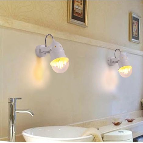 Vintage Industrial Style Ceiling Light, White LED Floodlight, Adjustable Interior Wall Light, E27 Sockets, for Bulbs up to 60 W. (1/3)