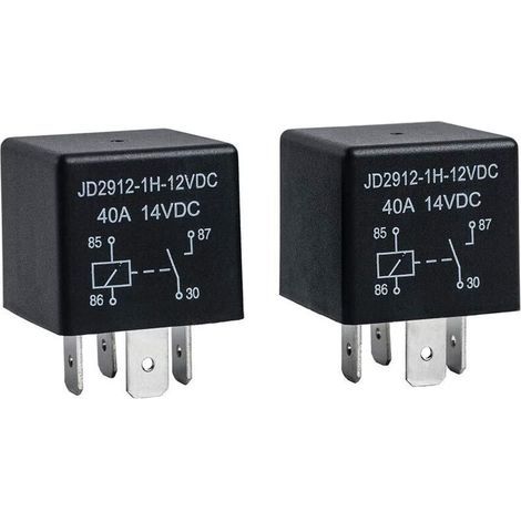 Confezione da 2 relè per autoveicoli a 4 pin 12V 40A, codice modello: JD2912-1H-12VDC 40A 14VDC, interruttore a relè per autoveicoli, interruttori automatici e avviatori. (1/4)