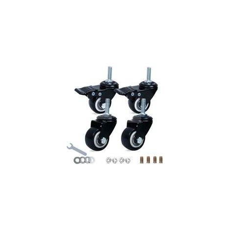 Lot de 4 roulettes pour meubles pour charges lourdes de 40 mm (2 avec frein), roulettes pivotantes avec vis, roulettes de transport en polyuréthane (PU) sans bruit avec revêtement en