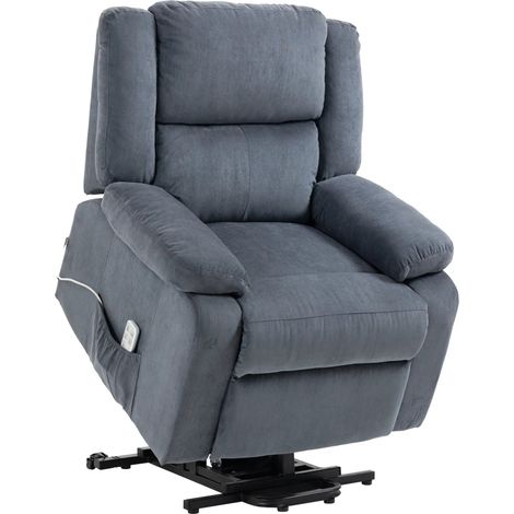 Sillón relax elevador eléctrico reclinable de tejido gris con mando (1/4)