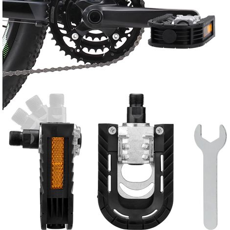 Pedales plegables con reflectores, diámetro de 14 mm, de aleación de aluminio, antideslizantes y antioxidantes, con llave, para pedelec, bicicletas de montaña y de carretera.