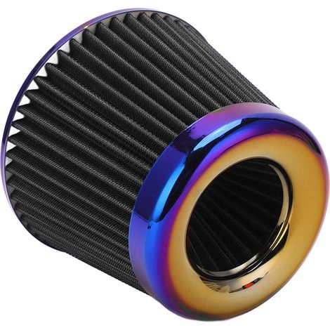 Filtre à air d'admission d'air pour voiture 76 mm (3 po) haute performance, lavable, réutilisable, conique, accessoire universel, noir (1/5)