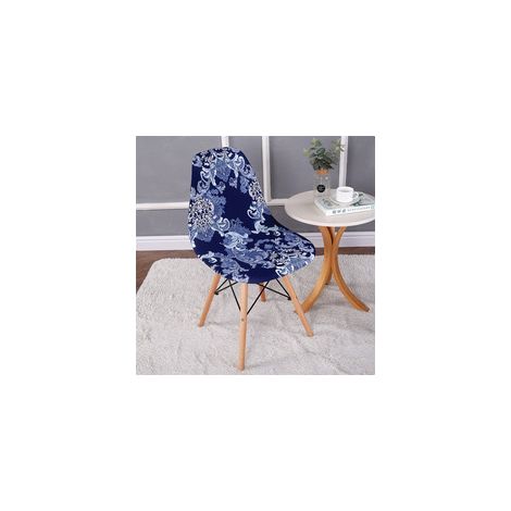 TAISHENGDA-Lot de 2 housses de chaise extensibles motif coquillage, housse de chaise moderne imprimée antidérapante et anti-poussière (1/5)