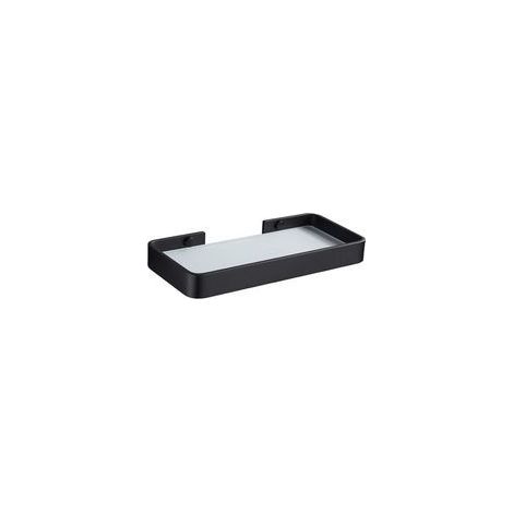 Badezimmerregal aus gehärtetem Glas, kein Bohren erforderlich – 30 x 15 cm, schwarz, elegantes Design und platzsparend (1/5)